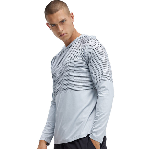 Quick-drying clothing for men, stretch training clothing, running sports tops, spring and autumn new style cationic cycling hooded fitness long sleeves