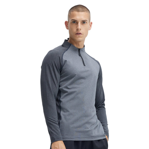 Henry shirt quick-drying clothes men's long-sleeved half-zip training clothes spring and autumn aerobic running fitness sports tops