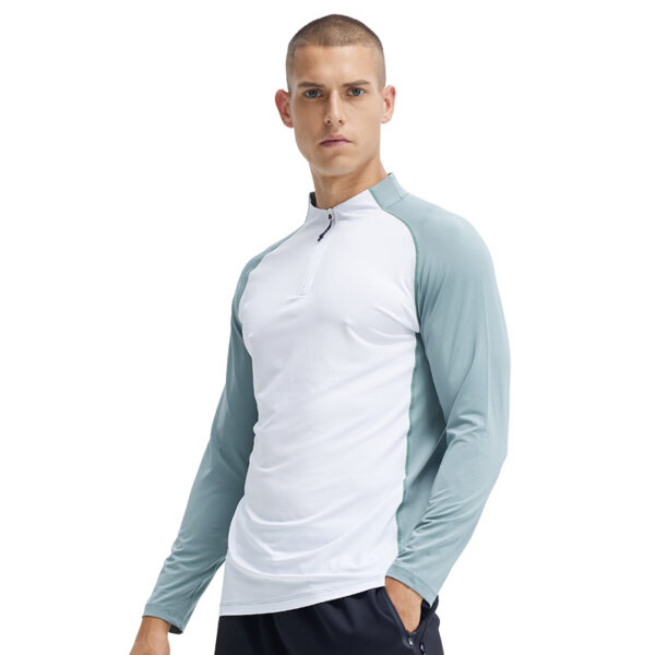 Henry shirt quick-drying clothes men's long-sleeved half-zip training clothes spring and autumn aerobic running fitness sports tops