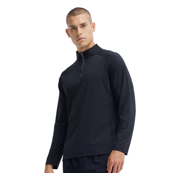 Quick-drying fitness clothes for men, half-zip running clothes, T-shirts, spring and autumn aerobics, long-sleeved, stand-up collar tops